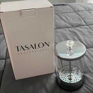 NWOT - TASALON Barber Stainless Cap and Glass Jar with Removable Basket - 25oz